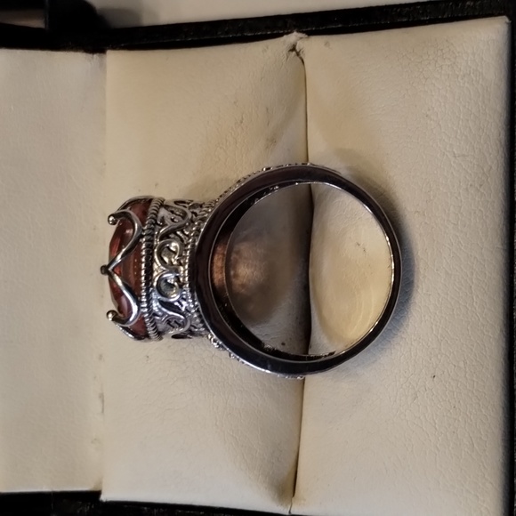 7ctw Genuine Morganite Quartz Platinum/ 925 Sterling Silver. Size 8 - Picture 7 of 8